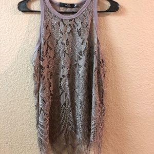 BKE lace grey/brown tank top.